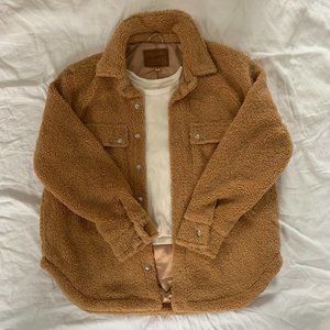 Blank NYC Sherpa Snap Front Shacket Shirt Jacket Size M